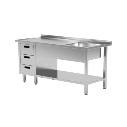 Work table with sink, drawer