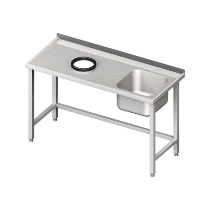Work table with hole, sink